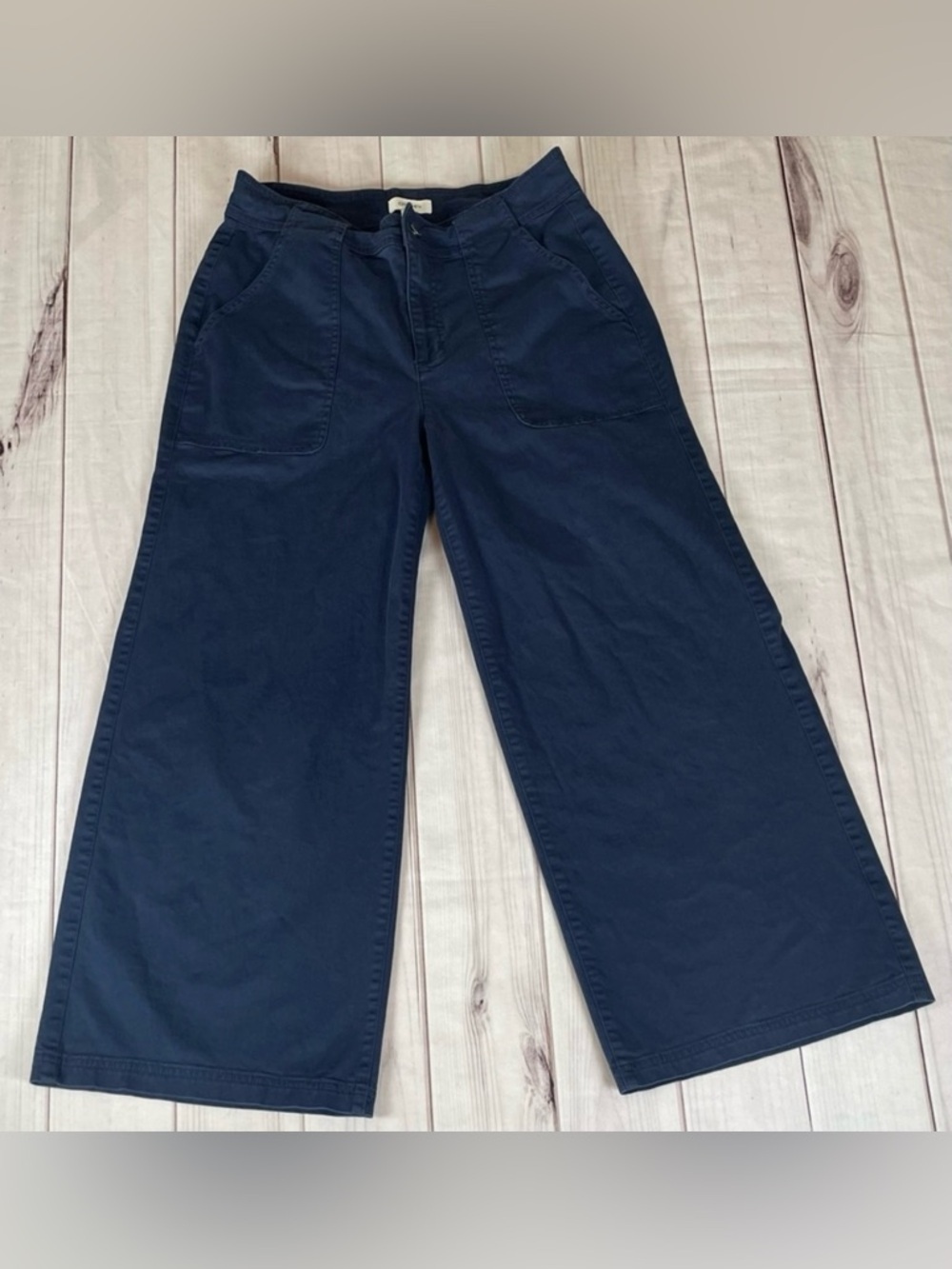 On 34th Wide Leg Pants Women’s 12 Navy Blue Chic Boho Classic Cottage Business